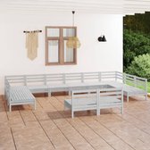 The Living Store Loungeset Pallet Grenenhout - wit - 63.5 x 63.5 x 62.5 cm (LxBxH) - modulair - 2 hoekbanken - 10 middenbanken - Montage vereist