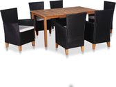 The Living Store Ensemble de salle à manger Bois d'acacia - Table de jardin et 6 chaises avec coussins
