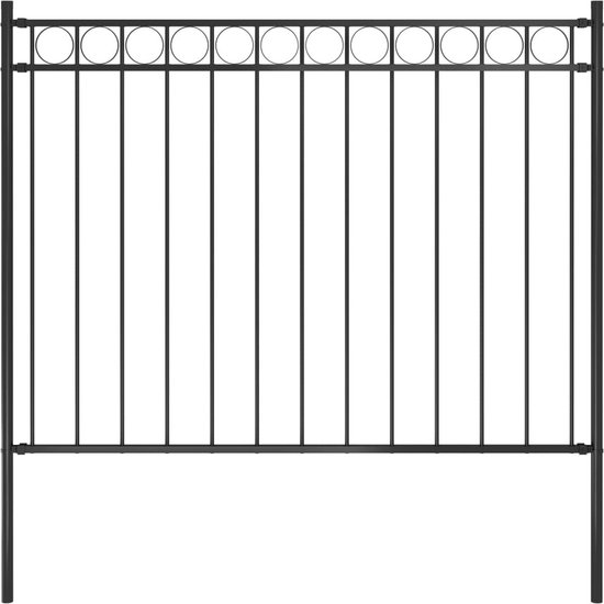 Clôture de jardin The Living Store – Clôture en acier – 170 x 170 cm – Dessus circulaire – Zwart