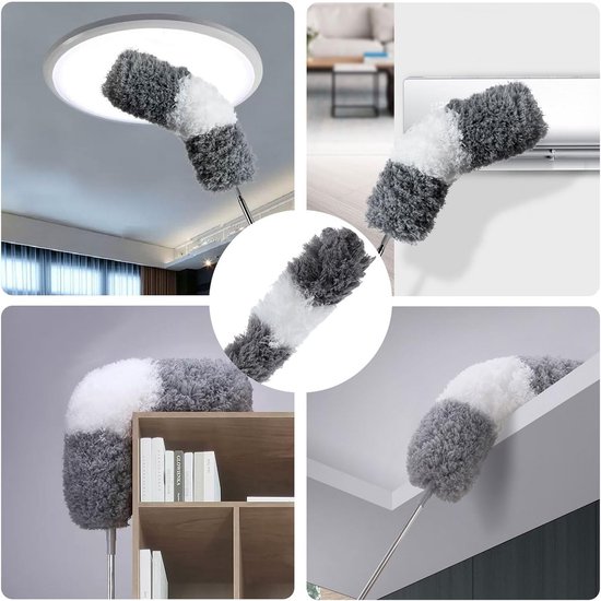 7 stuks plumeau van microvezel, wasbaar, uittrekbaar, 27-256 cm, telescoopstang voor het reinigen, telescopische plumeau voor spinnenweb, televisie, plafondventilatoren, rolluiken, daken