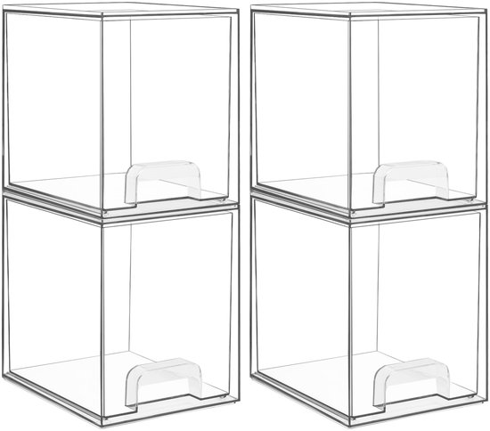 Acryl Vitrinekast Openklapbare Transparante Opbergkast Vitrine, Kubus Aanrecht Dozen voor Cosmetica/Bouwmodel, Binnen Stapelbare Organizer Bak Stofkap(10x10x10cm(4x4x4