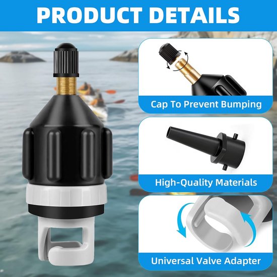 Universele SUP Pomp Adapter Set met 4 Opzetstukken voor Opblaasbare Boten en Boards van Merkloos — afbeelding 2