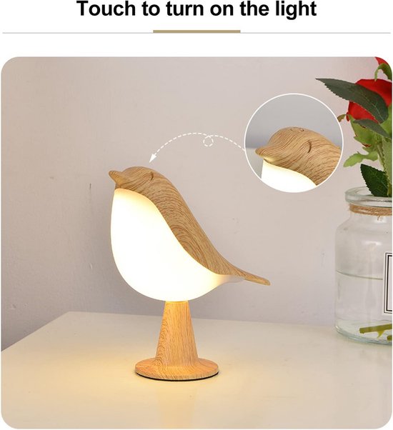 Dimbare LED Nachtkastjeslamp met USB Oplaadpoort - Draadloos Nachtlampje in Vogelvorm met Aromatherapie Functie — afbeelding 5