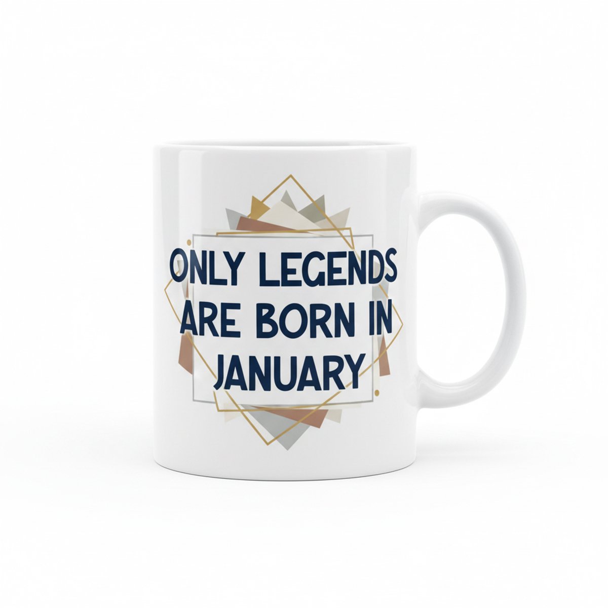 Only Legends Are Born in January Mok – Verjaardag Quote Geometrisch Design Koffiemok – 330 ml Keramische Mok