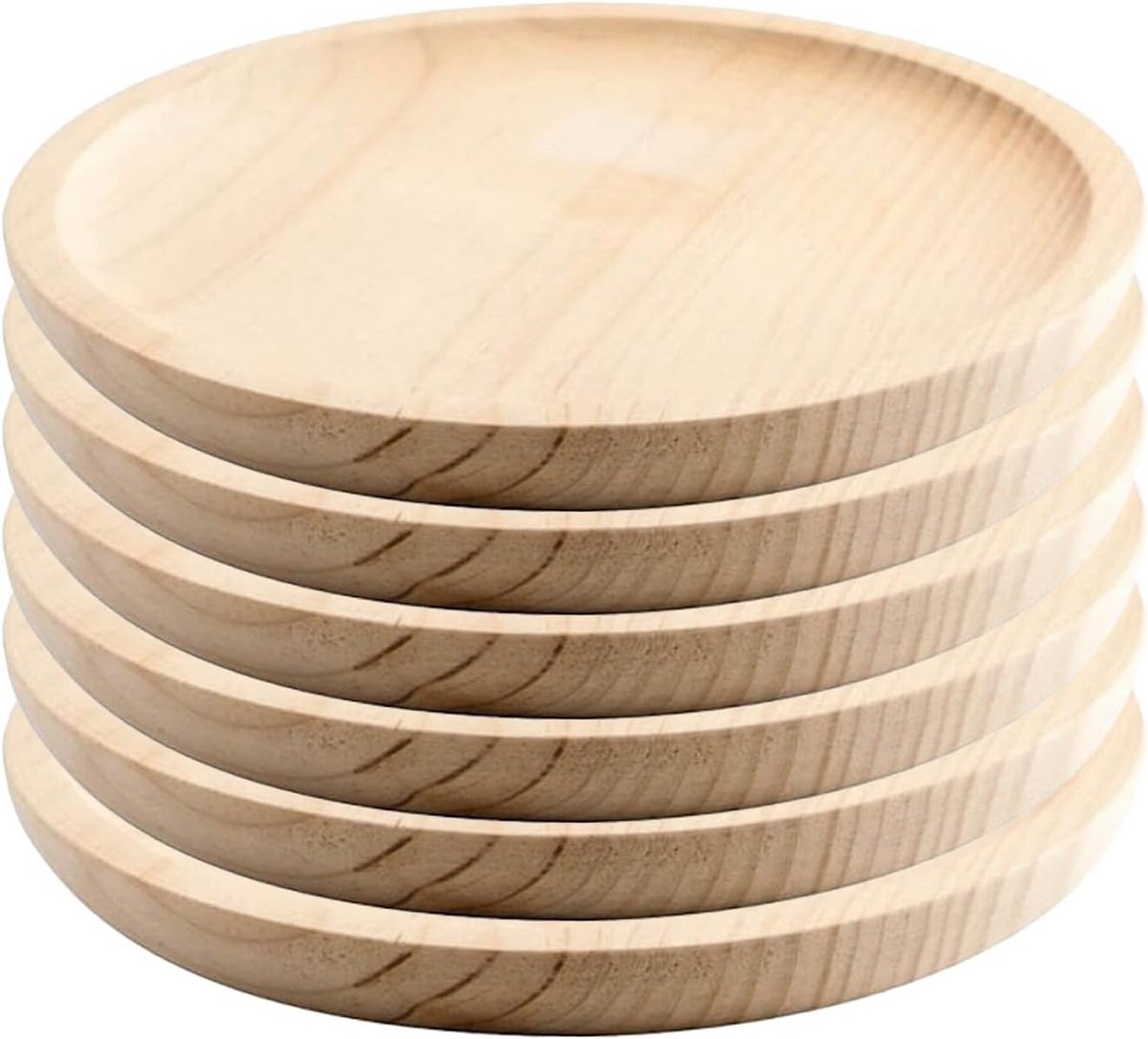 Set van 6 Houten Ronde Serveerplanken - Ideaal voor Tapas, Kaas en Vlees