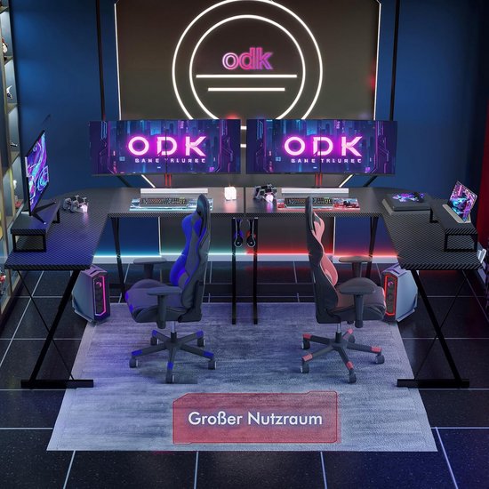 L-vormig Gaming Bureau Hoekbureau met Monitorstandaard voor Thuiswerk en Gaming van Merkloos — afbeelding 5