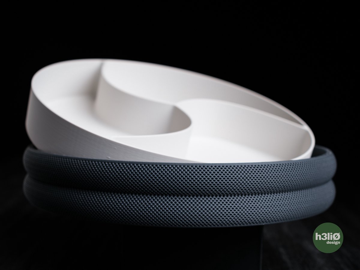 Design SnackSchaal - Grideo Catch-All Bowl – 24 cm – Moderne Serveerschaal met Vakken – Donkergrijs/Wit - Carbon Fused – Voor Snacks, Noten & Hapjes