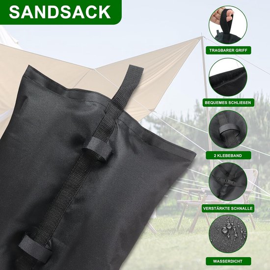 BASER Zandzakken Gewichten 2 x 15kg – Zware Verzwaringszakken voor Partytent, Pergola & Zweefparasol – Parasolvoet Ballast, Zonder Zand