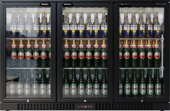 Cubo Barkoelkast glasdeur 324L - 3 Scharnierende glazen deuren - Afsluitbaar met slot - CS-320H-EE - Frigo