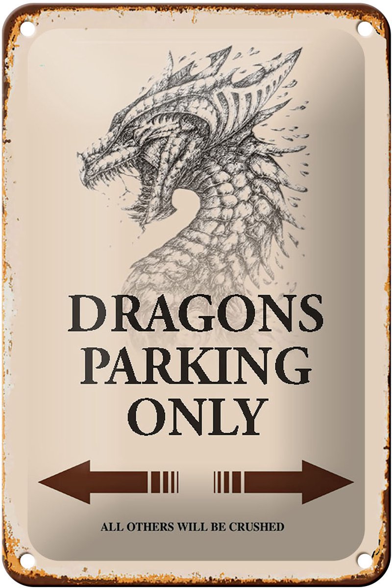 Blechschild Spruch 12x18cm Dragons parking only
