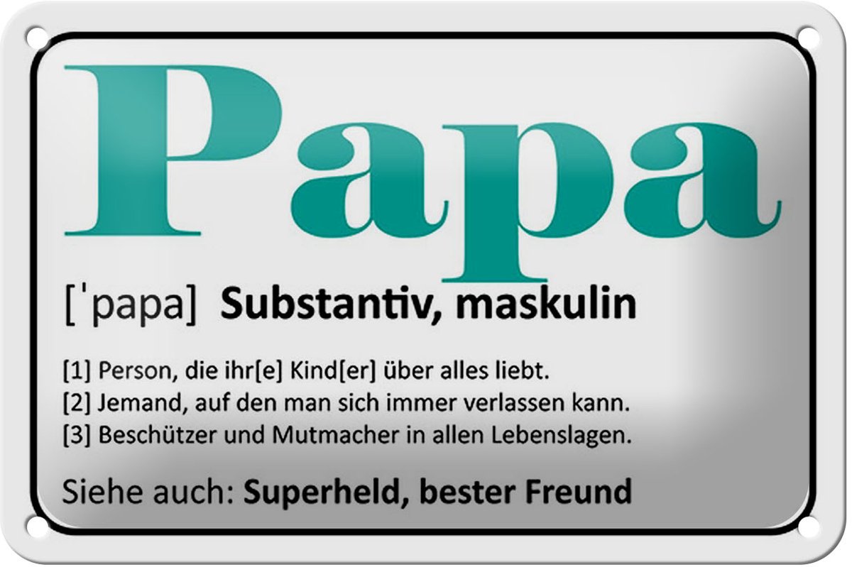 Blechschild Spruch 18x12cm Papa Superheld bester Freund