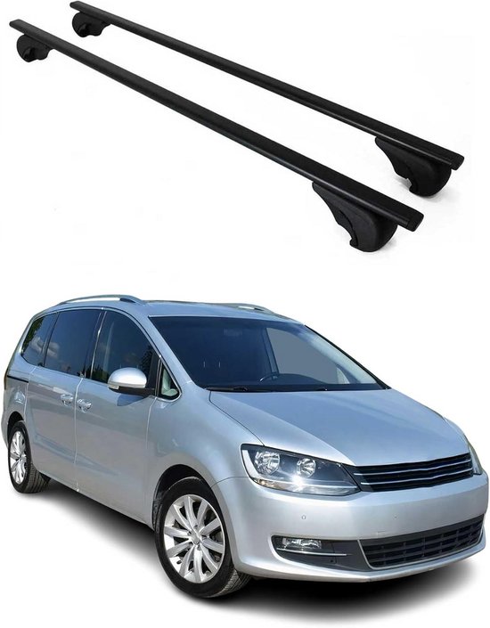 Ensemble de barres de toit noir pour VW Sharan II (2010-2023) - Complet avec sécurité antivol