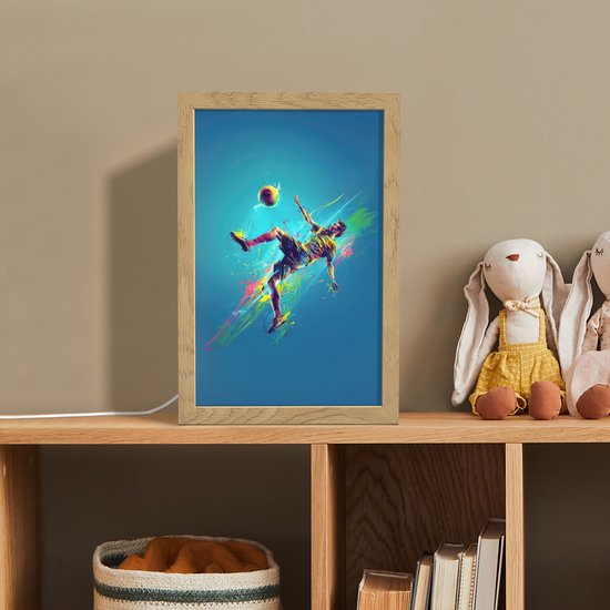 Nachtlampje 20x30 cm - Kinder lamp - Voetballer - Verfspatten - Kleurrijk - Bal - Tafellamp kinderkamer - Slaapkamer lamp - Bedlamp kinderen - Kinderlampje stopcontact - Wandlamp babykamer - Nachtlampjes van Merkloos — afbeelding 3