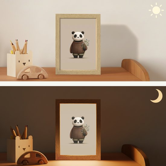 Nachtlampje 15x20 cm - Kinder lampje - Panda - Blauwe bloemen - Zachtheid - Tafellamp kinderkamer - Slaapkamer lamp - Bedlamp kinderen - Kinderlampje stopcontact - Wandlamp babykamer - Nachtlampjes van Merkloos — afbeelding 4