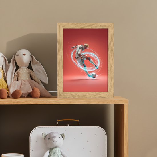 Nachtlampje 15x20 cm - Kinder lampje - Voetballer - Bal - Lichtcirkel - Rood - Tafellamp kinderkamer - Slaapkamer lamp - Bedlamp kinderen - Kinderlampje stopcontact - Wandlamp babykamer - Nachtlampjes van Merkloos — afbeelding 3