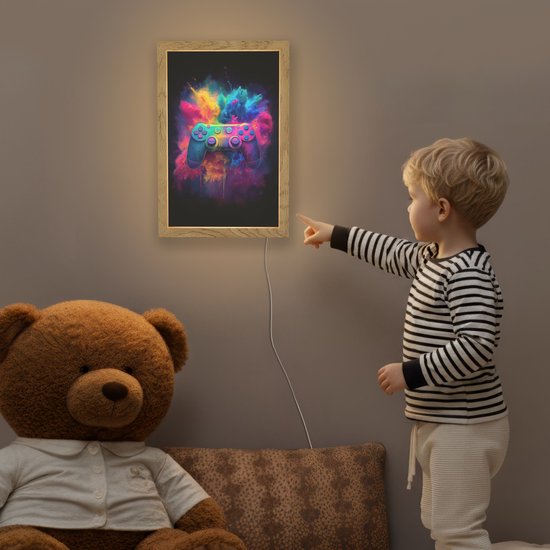 Nachtlampje 20x30 cm - Kinder lamp - Controller - Neon - Explosie - Kleurrijk - Tafellamp kinderkamer - Slaapkamer lamp - Bedlamp kinderen - Kinderlampje stopcontact - Wandlamp babykamer - Nachtlampjes van Merkloos — afbeelding 5