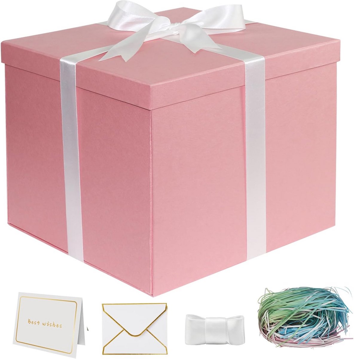 Grote Roze Cadeaubox met Deksel (30x30x25 cm) - Luxe Geschenkdoos voor Verjaardag, Valentijn en Kerst