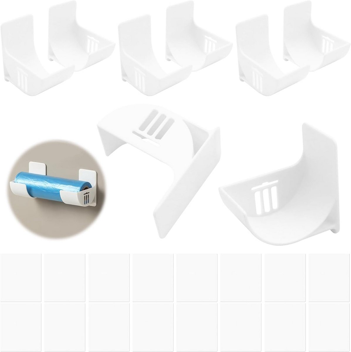 4 paar zelfklevende aluminiumfoliehouders voor aan de muur voor plastic zakken