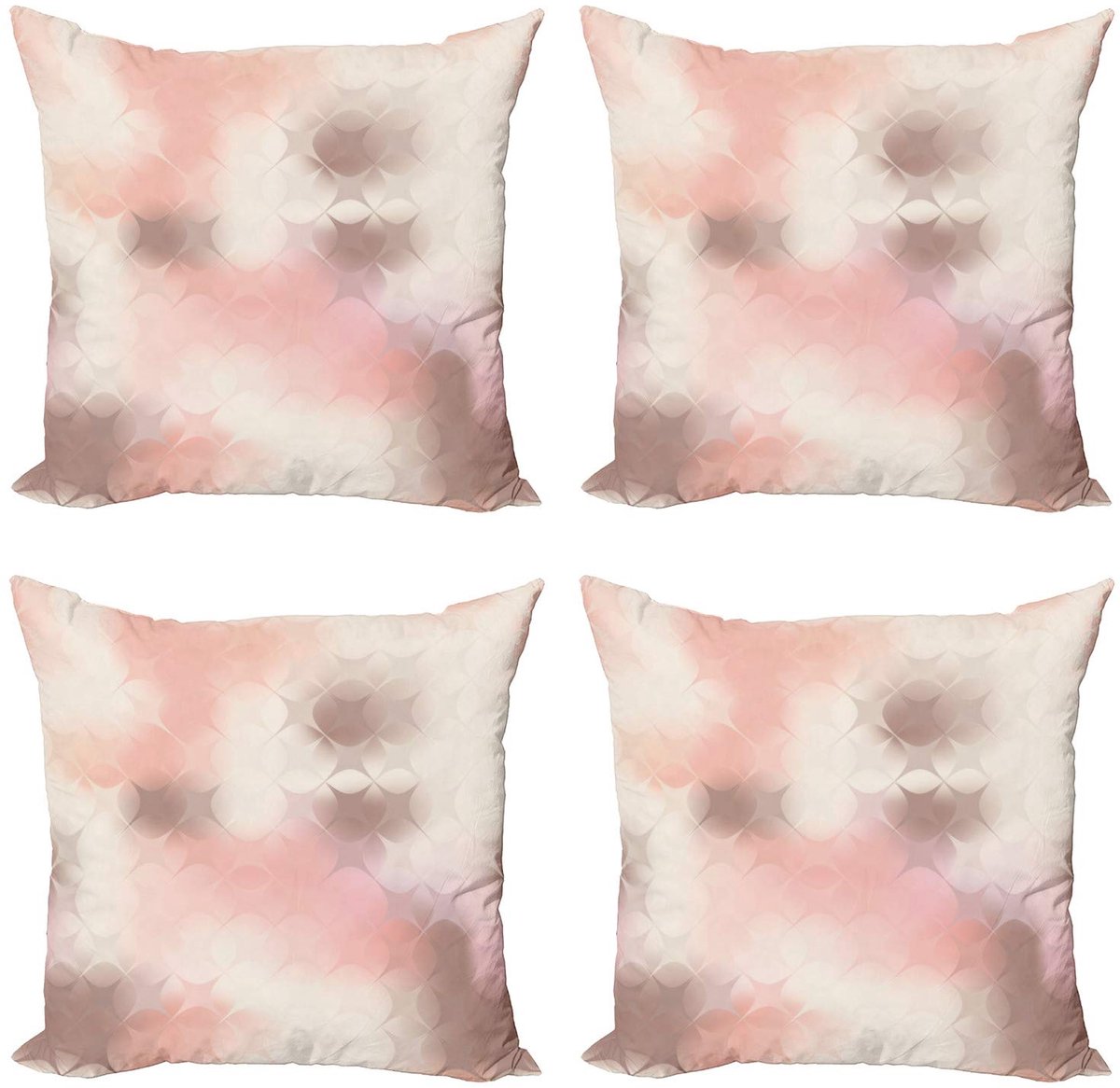 ABAKUHAUS Kussenhoes Set 4x 50x50 cm – Dubbelzijdig Druck – Mikrofaser Multicolor Geometrisch Korallenrot