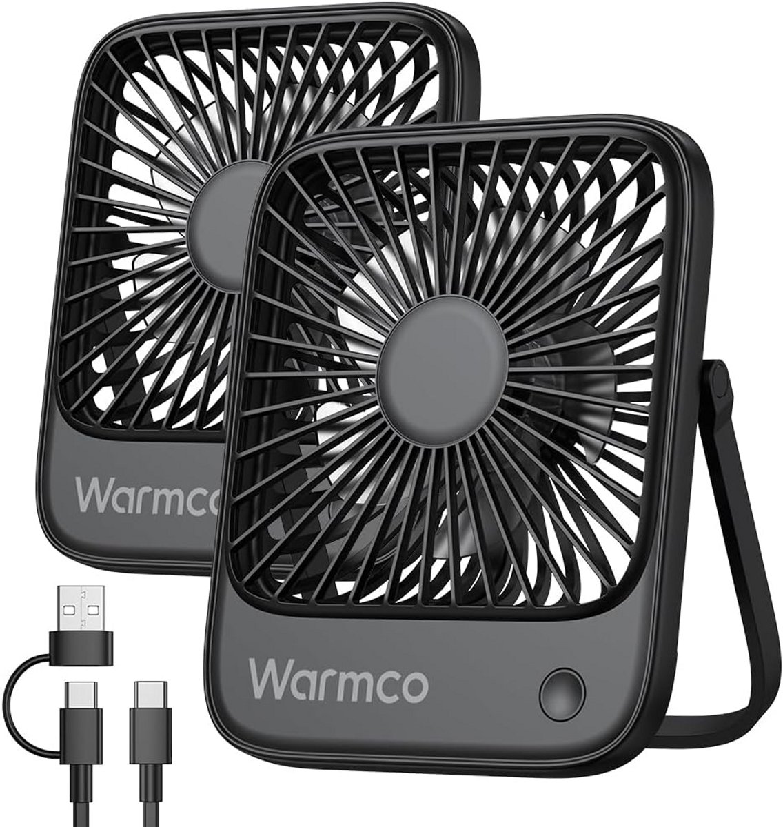 2-Pack USB Ventilator Bureau met 3 Snelheden - Draagbaar en Kantelbaar - USB-C Aangedreven