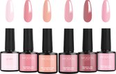 Moods Gellac 6-delige Set - Transparante Gel Nagellak - 8ML - Pink Jelly Nude Edition - Gellac - Nagels - Gellak Starterspakket - Nude Kleuren - HEMA- & TPO-vrij