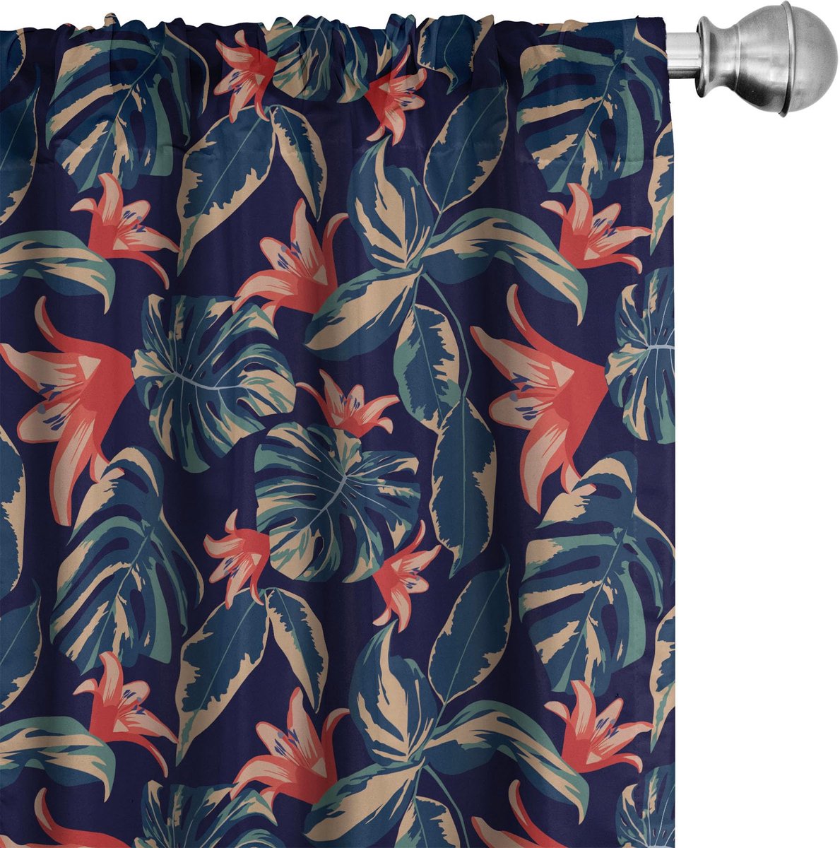 ABAKUHAUS Gordijnen Exotische Junglebloemen – 2x75x245 cm – Indigo