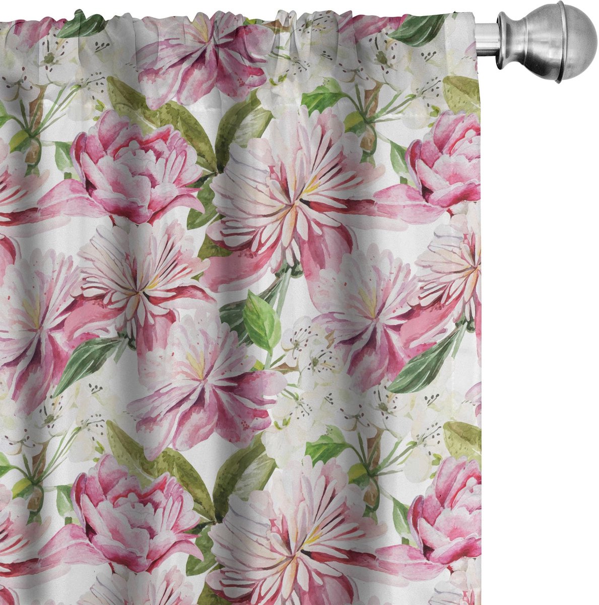 ABAKUHAUS Bloemen gordijnen – 2x75x245 cm – Microvezel, verduisterend, multicolor wit Wit Multicolor