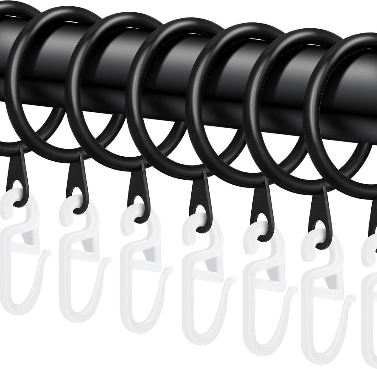 Stunq® 40 Stuks - Gordijn runners - Gordijn Haken - Badkamerhaken - Gordijnroedehaken - Curtain Glijder Hooks - Kunststof - Zwart
