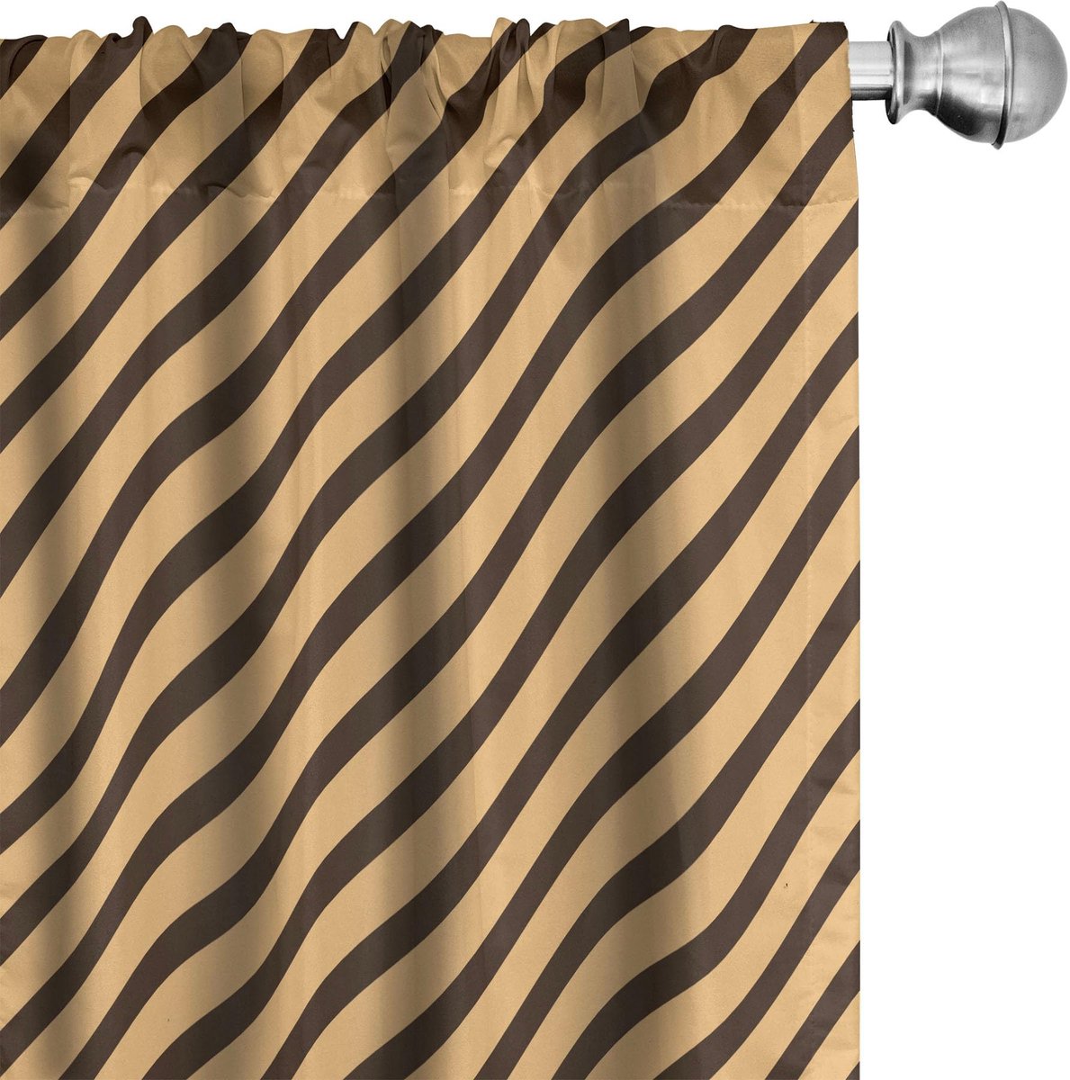 ABAKUHAUS 2-delige set gordijnen – gestreepte microvezel – zandbruin Zandbruin Chocolade