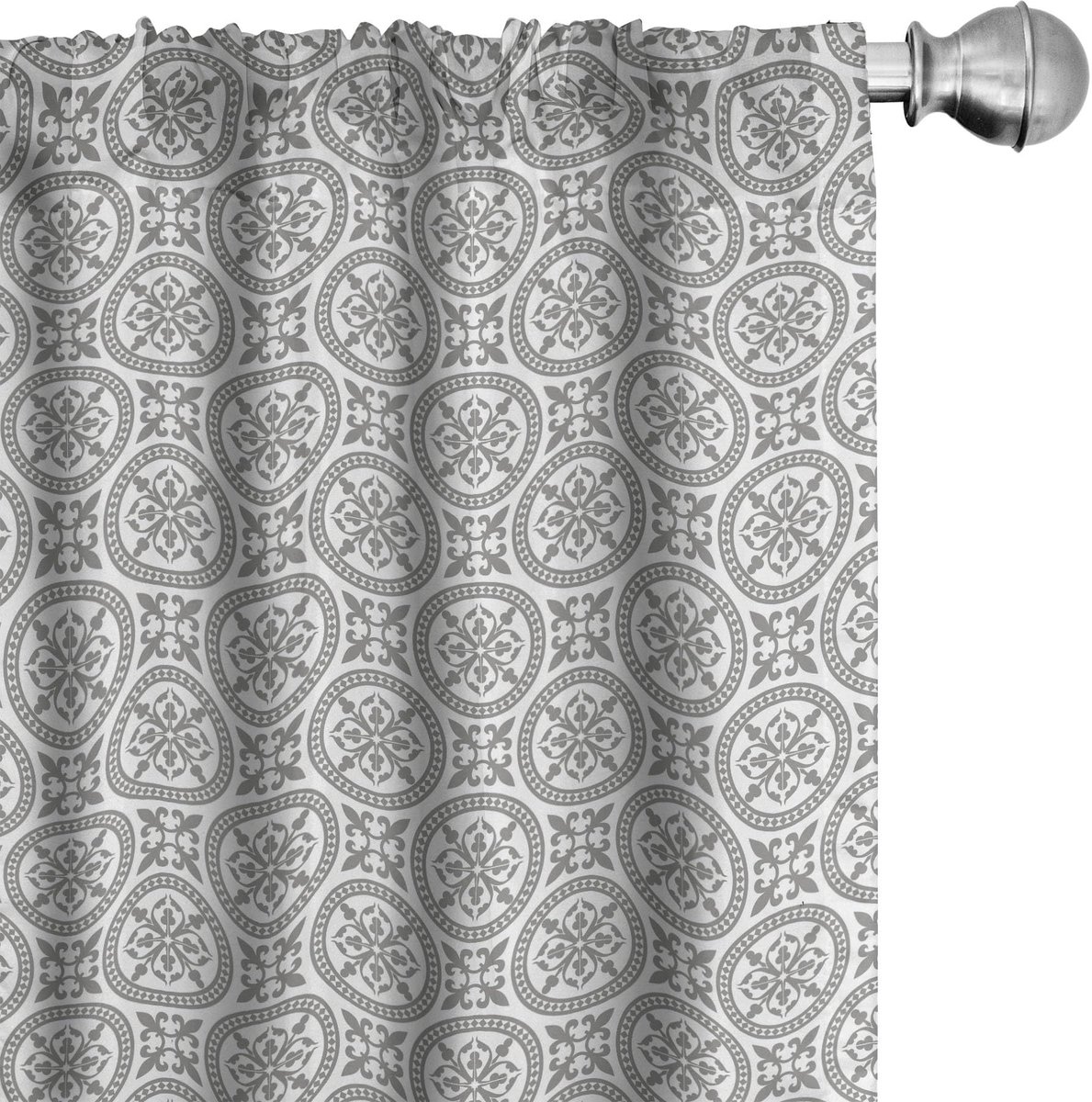 ABAKUHAUS Geometrische Voorhang – 2x75x225 cm – Microvezel Grijs/Wit