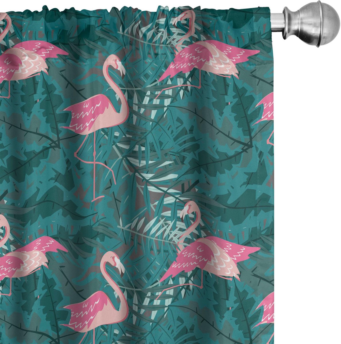 ABAKUHAUS Flamingo gordijnen – tropische vogels – 2x75x175 cm Teal Roze