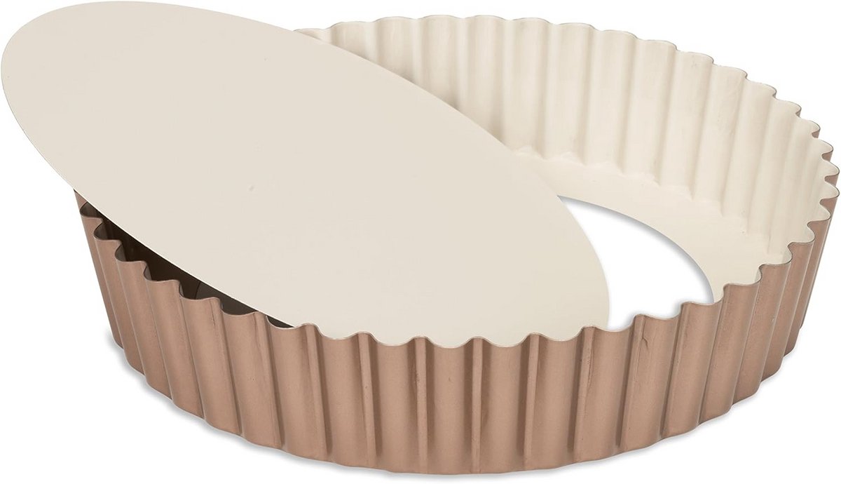 Ronde Springvorm met Geribbelde Rand - Roestvrij Staal en Koperkleur, 25 cm