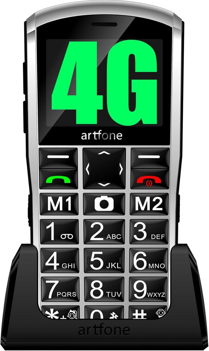 Eenvoudige 4G Seniorentelefoon met Grote Toetsen en Oplaadstation