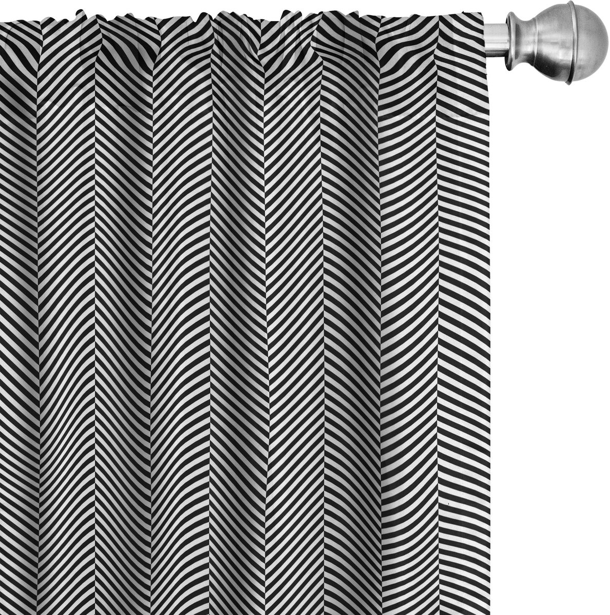 ABAKUHAUS 2x75x175 Gordijnen – Zwart-Wit Microfiber Halfdonker Wit Zwart