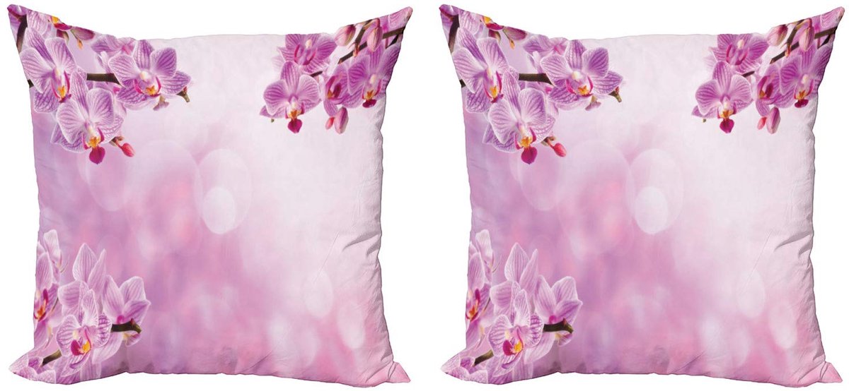 ABAKUHAUS Spa Kussenhoes Set – 2x 45x45 cm – Dubbelzijdig bedrukt – Roze Rosa