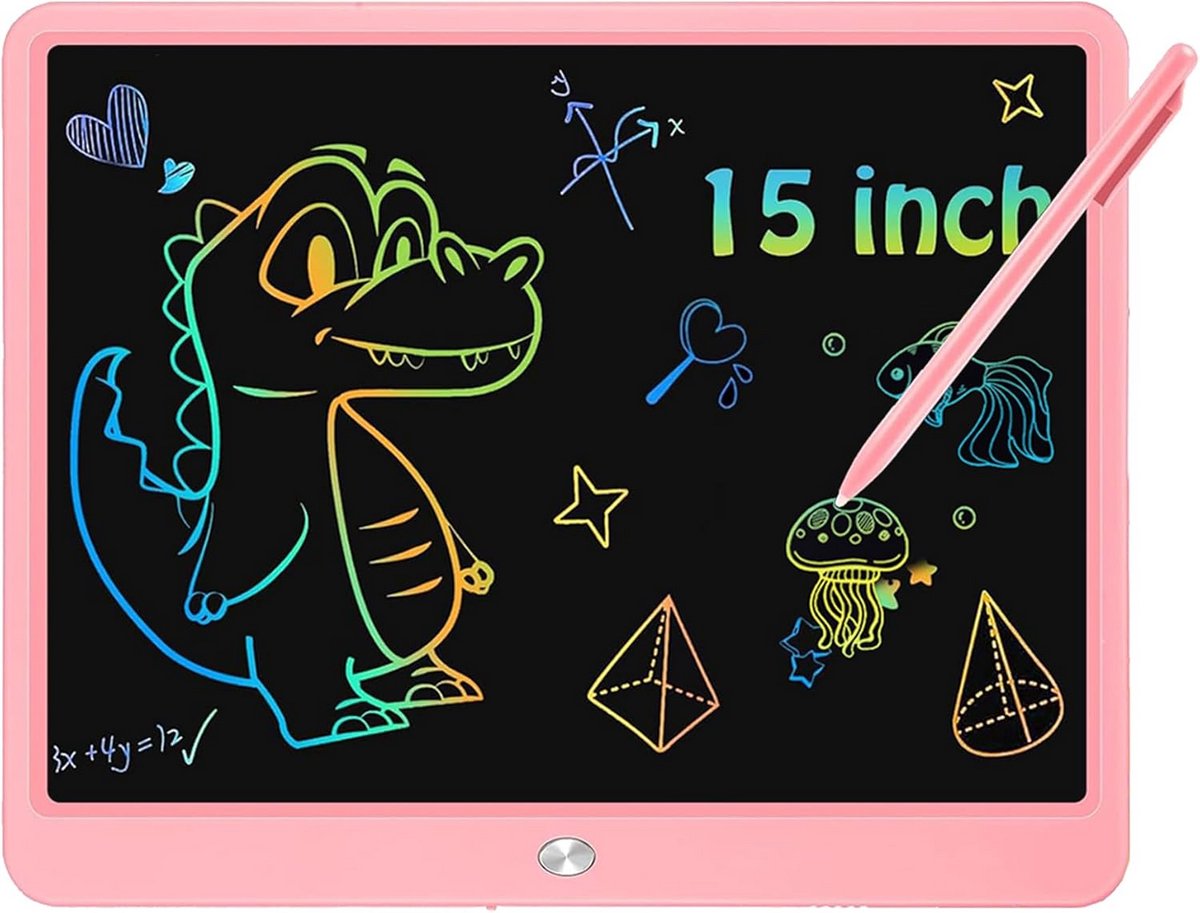 Groot 15 Inch Kleuren LCD Tekentablet voor Kinderen - Uitwisbaar Teken- en Schrijfblok