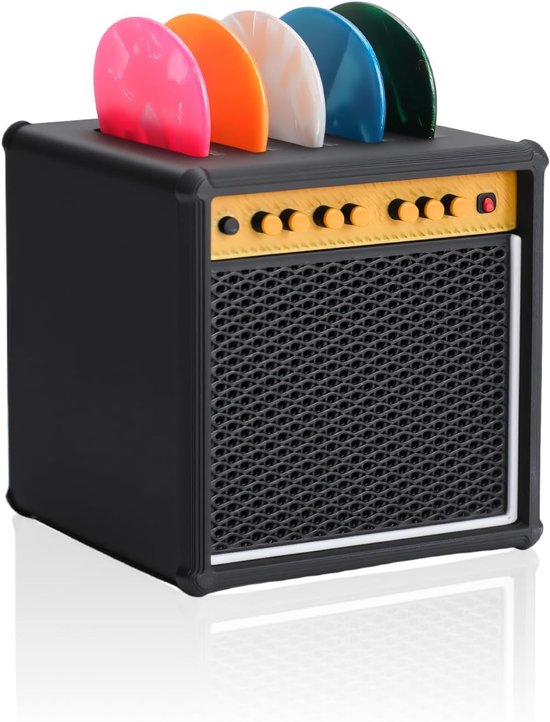 Gitaarplectrumbox - Gitaarplectrum displaystandaard - met 5 plectrumplaatsingssleuven - Plectrumrek - Bureau-organisatie - voor gitaristen, muziekliefhebbers, Gitaarplectrum opbergboxset - Zwart