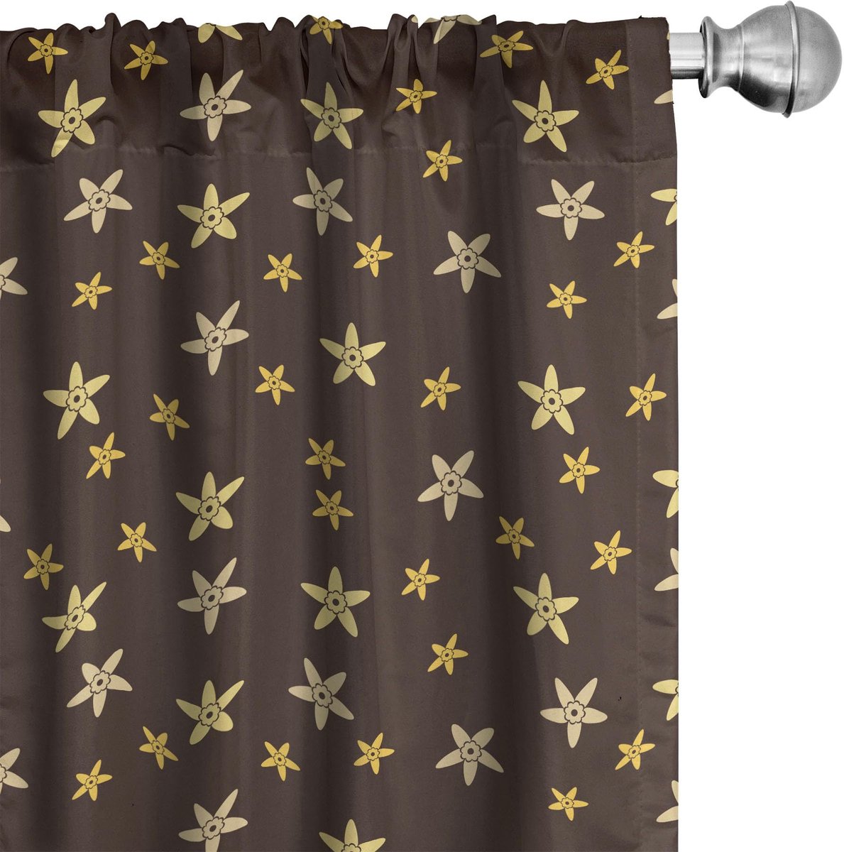 ABAKUHAUS Gordijnen – 2x75x175 cm – Bloemen Multicolor – Microfaser Donker Rozenhout