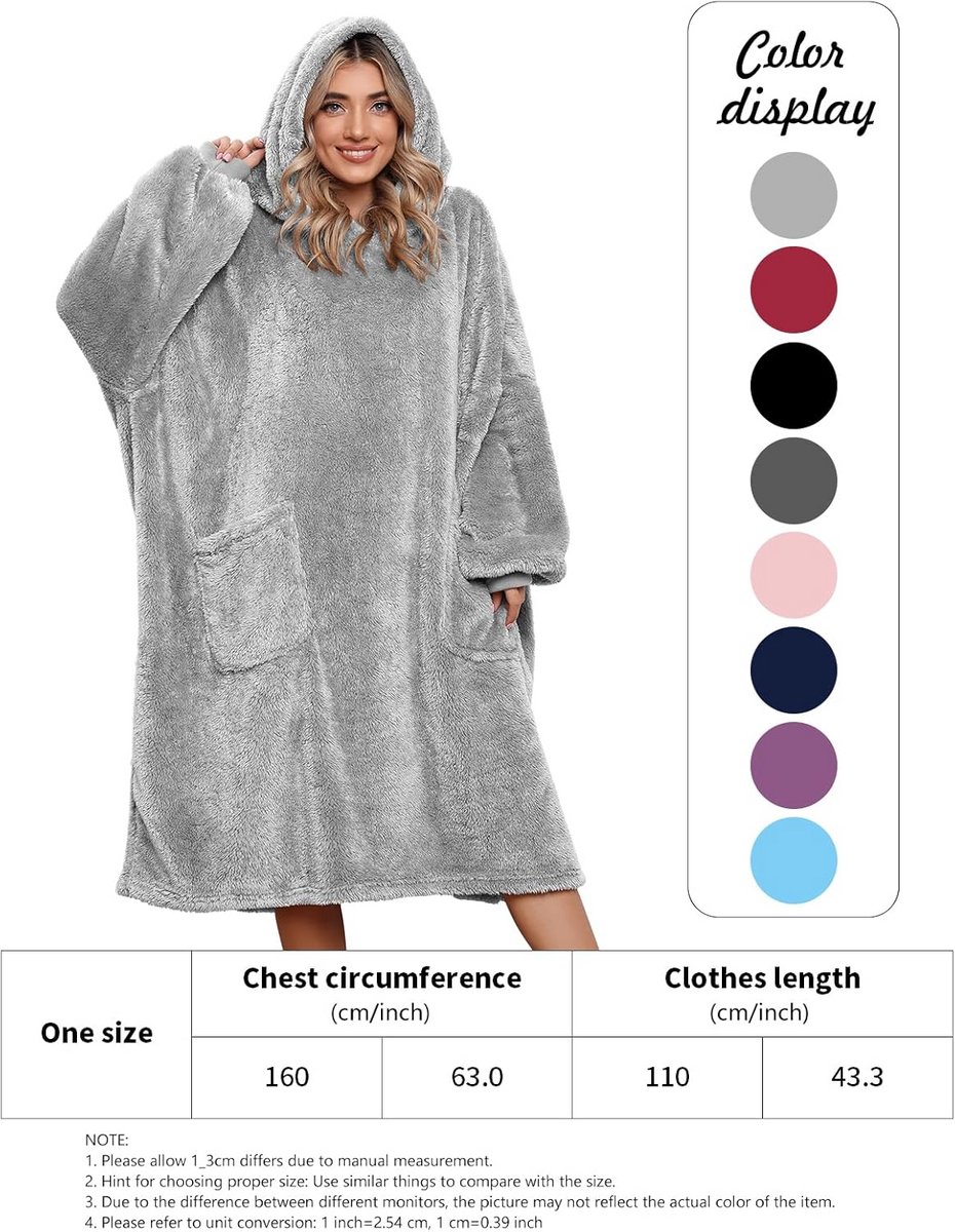 Extra Grote Comfortabele Hoodie Deken met Mouwen en Zakken