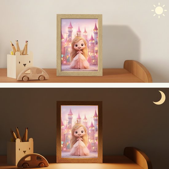 Nachtlampje 15x20 cm - Kinder lamp - Prinses - Roze - Kasteel - Tafellamp kinderkamer - Slaapkamer lamp - Bedlamp kinderen - Kinderlampje stopcontact - Wandlamp babykamer - Nachtlampjes van Merkloos — afbeelding 4