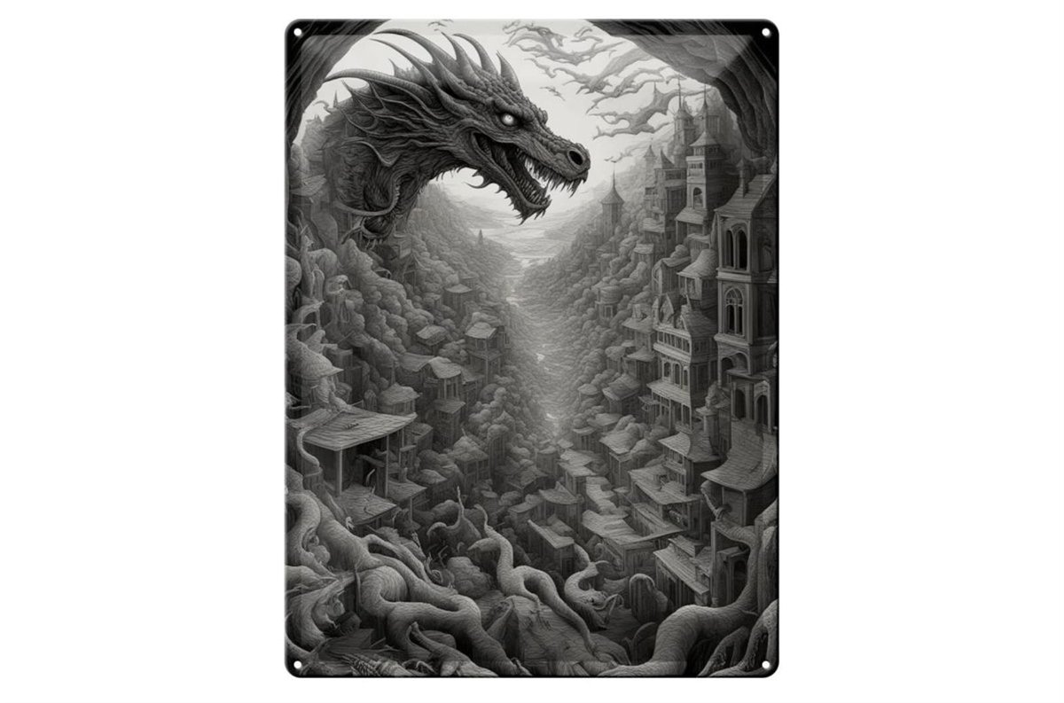 Blechschild 12x18cm Wurzelstadt Drache 2