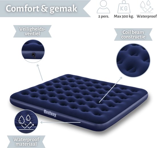 Bestway Dubbel Luchtbed 203x183cm - Comfortabel Kamperen & Logeren van Merkloos — afbeelding 4