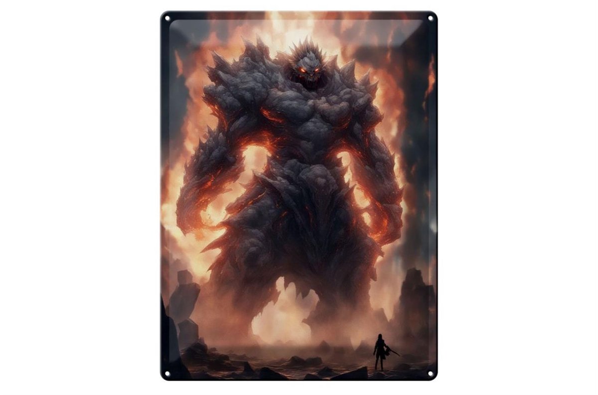 Blechschild 12x18cm Erwachter Feuer Fluchgeist