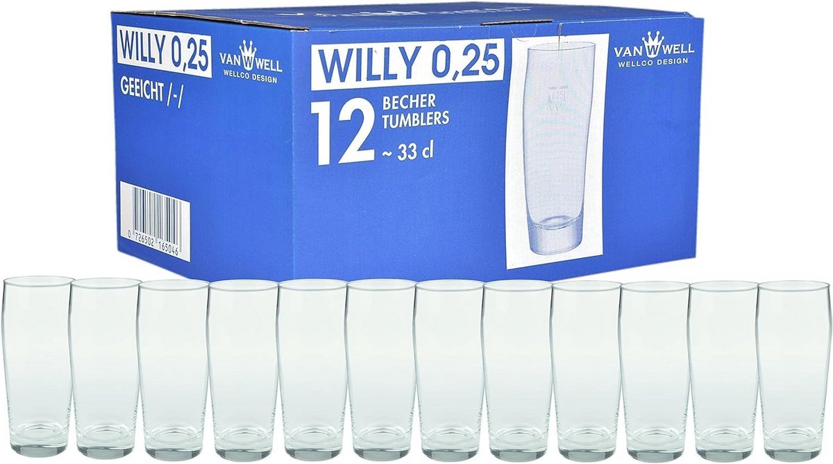 Set van 12 Bierglazen 0,25L Geijkt Robuust Pintglazen voor Horeca en Thuis