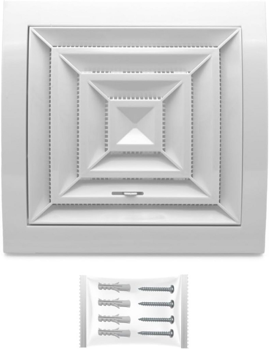 Ventilatie rooster met schuif en insectenhor 150 x 150 mm Wit