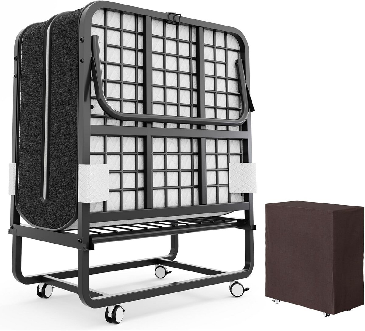 Opklapbed (1-persoons) 190x100 cm met 13 cm Koudschuim Matras en Wieltjes