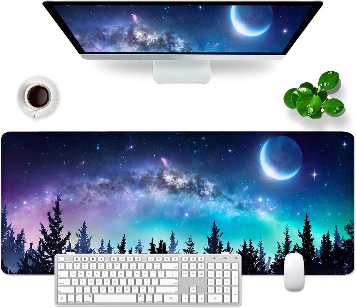 XL Gaming Muismat en Bureauonderlegger 80x30cm - Snelheid en Controle - Sterrenhemel Design