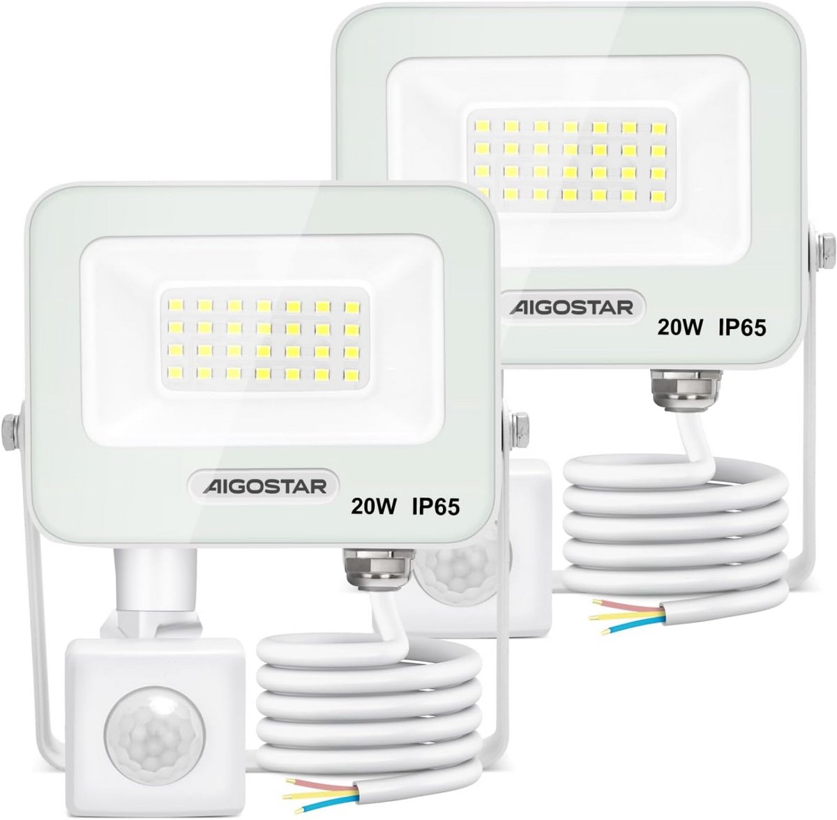 Krachtige LED Buitenlamp met Bewegingssensor, 2 Stuks, 1650 Lumen, IP65 Waterdicht, Koud Wit Licht