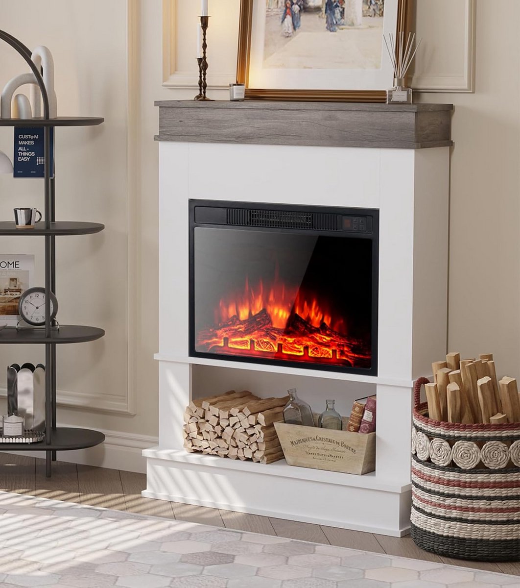 Elektrische sfeerhaard met 23 inch open plank en tafelblad