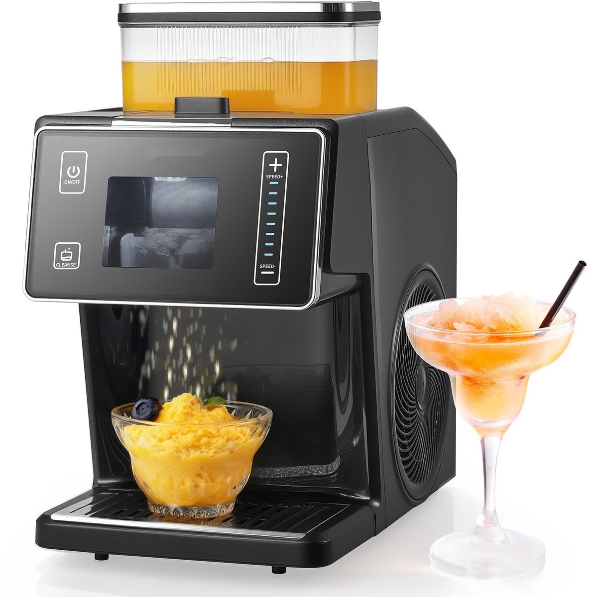 IJsschaafmachine - Bingsu-machine - Capaciteit 20 kg/dag - Roestvrijstalen mes - Reservoir 0,8 l - Snelle koeling in 90 s - Voor thuis en kleine evenementen - Elektrisch